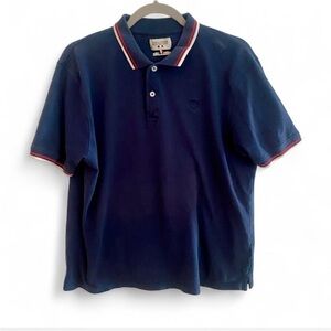 ENRICO COVERI SPORTSWEAR NAVY SHORT SLEEVE POLO SHIRT COTTON SIZE LARGE PREPPY